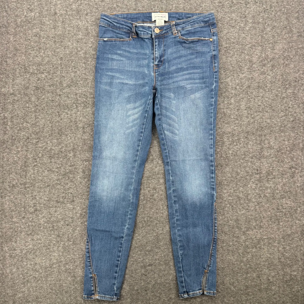 For The Republic Womens Medium Wash Skinny Ankle Zip Jeans Size 4/26 Modern Crop